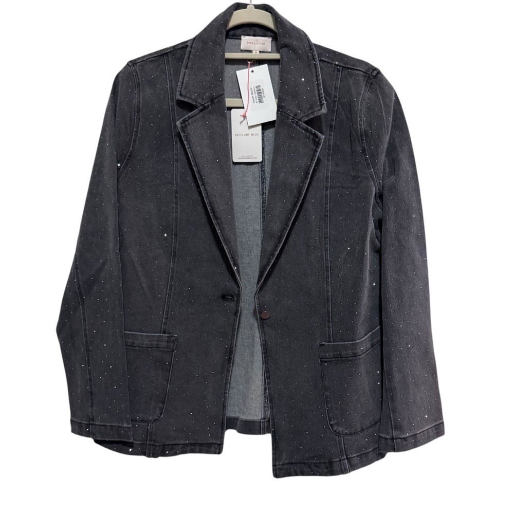Skies are Blue - Denim Jacket / Blazer with crystals - size Med NWT